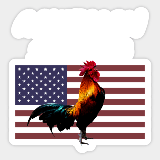 American Strong Rooster and Flag Sticker